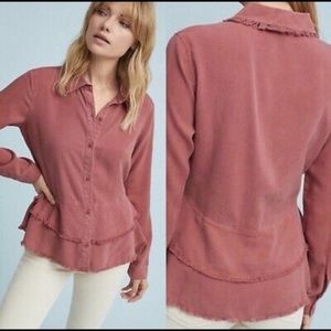 Cloth & Stone Peplum Frayed Button Up